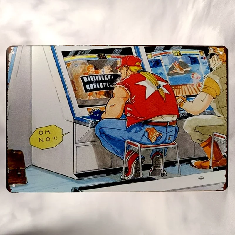 Plaque Métal Vintage Arcade FATAL FURY Borne arcade OH NO !!