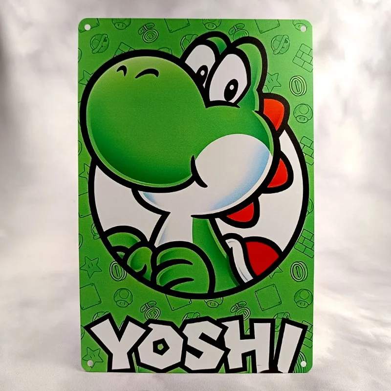 Plaque Métal Vintage Arcade et Gaming MARIO BROS - YOSHI