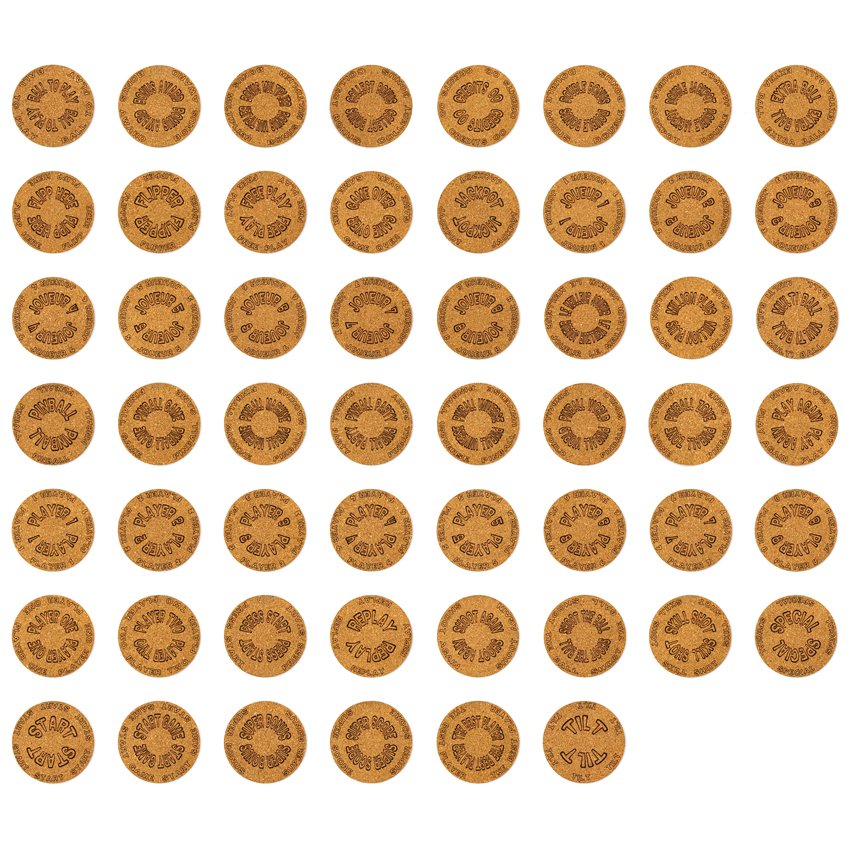 Sous-verre en liège flipper pinball avec slogan arqué au choix, sous-bock décoratif inspiré des pinball machines, mentions mythiques Extra Ball, Game Over, Jackpot, Multiball, Tilt, cadeau père