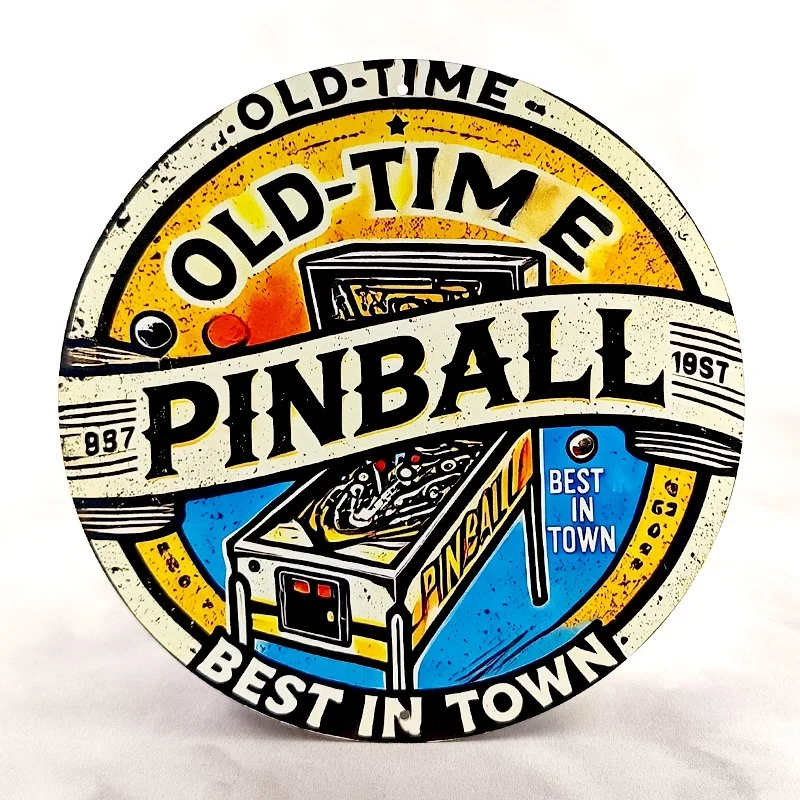 Plaque Métal Vintage Flipper PINBALL OLD-TIME