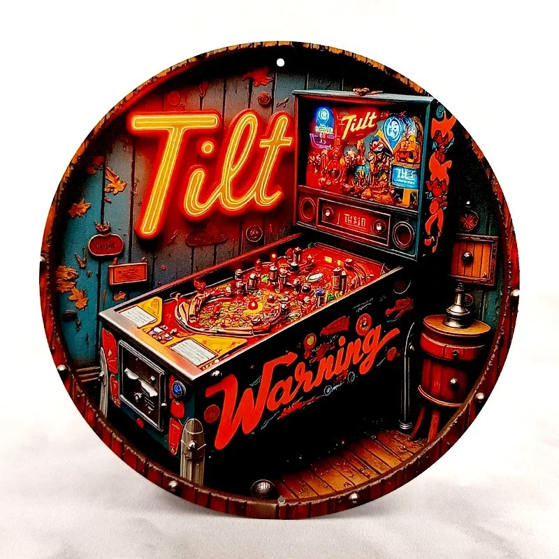 Plaque Métal Vintage Flipper PINBALL TILT Warning