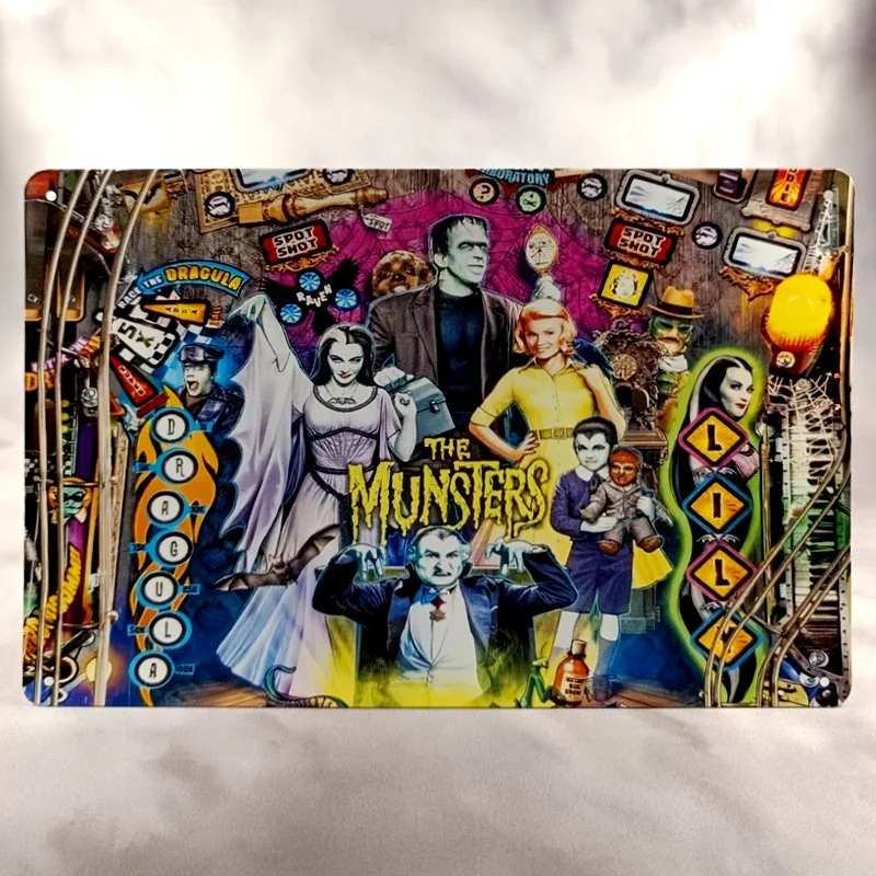 Plaque Métal Vintage Flipper THE MUNSTERS Extrait Plateau