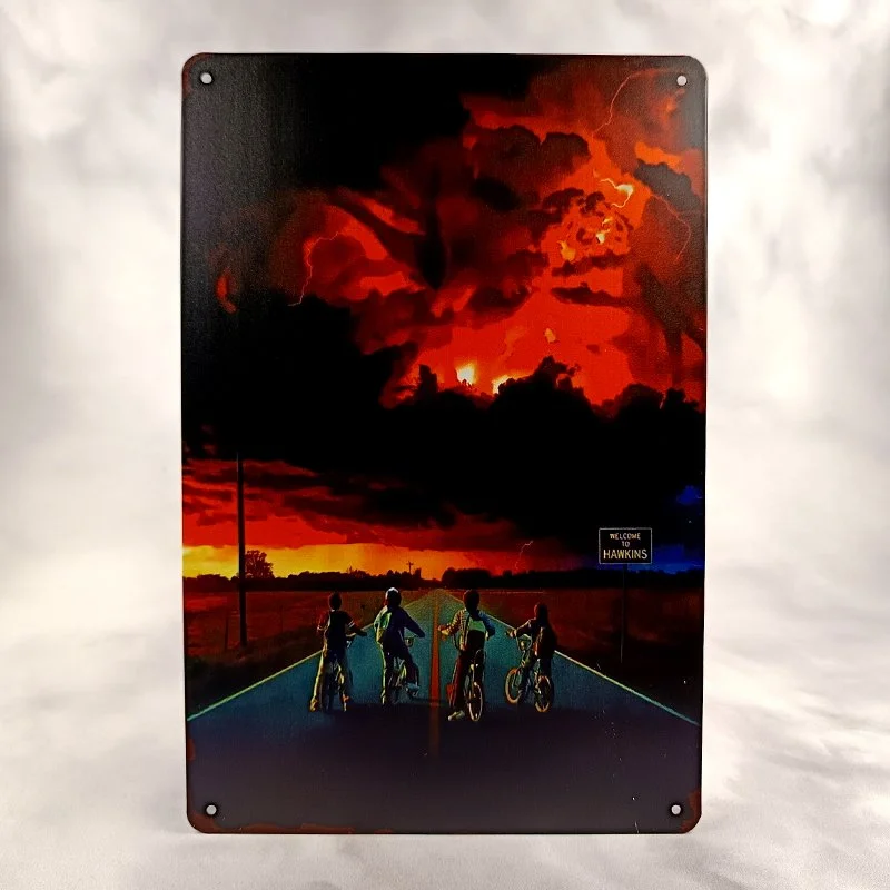 Plaque Métal Vintage Flipper Gaming STRANGER THINGS