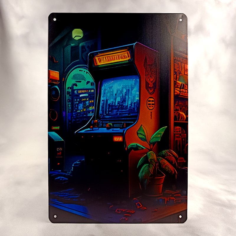 Plaque Métal Vintage Arcade BORNE ARCADE FANTAISIE