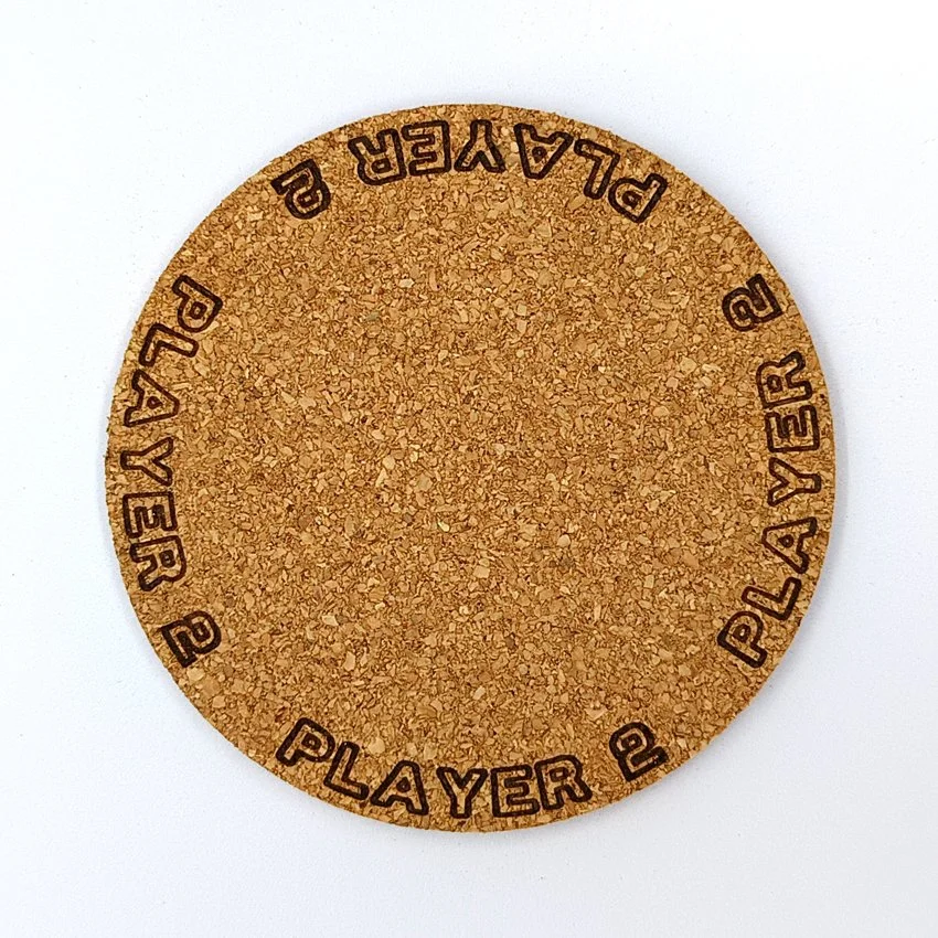 PLAYER 2 sous-verre liège flipper pinball slogan TX Player, sous-bock décoratif avec inscriptions Player 1 à Player 8, inspiré des pinball machines, décoration flipper rétro, idée cadeau