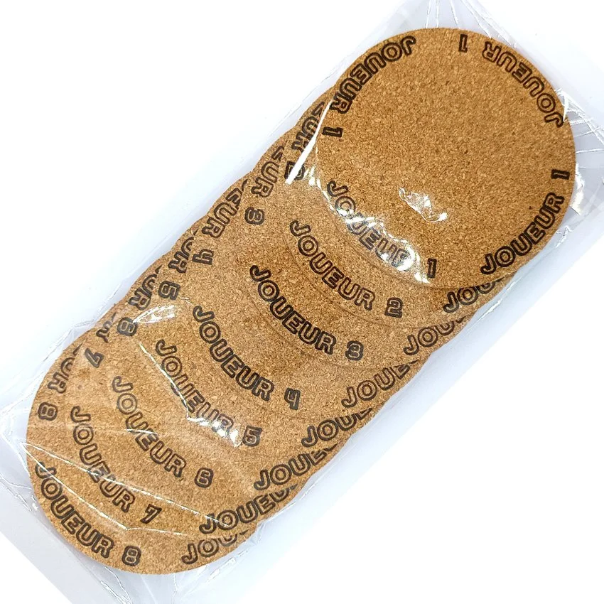 set sous-verre flipper pinball slogan TX Joueur, sous-bock décoratif avec inscriptions Joueur 1 à Joueur 8, inspiré des pinball machines, décoration flipper rétro, idée cadeau originale