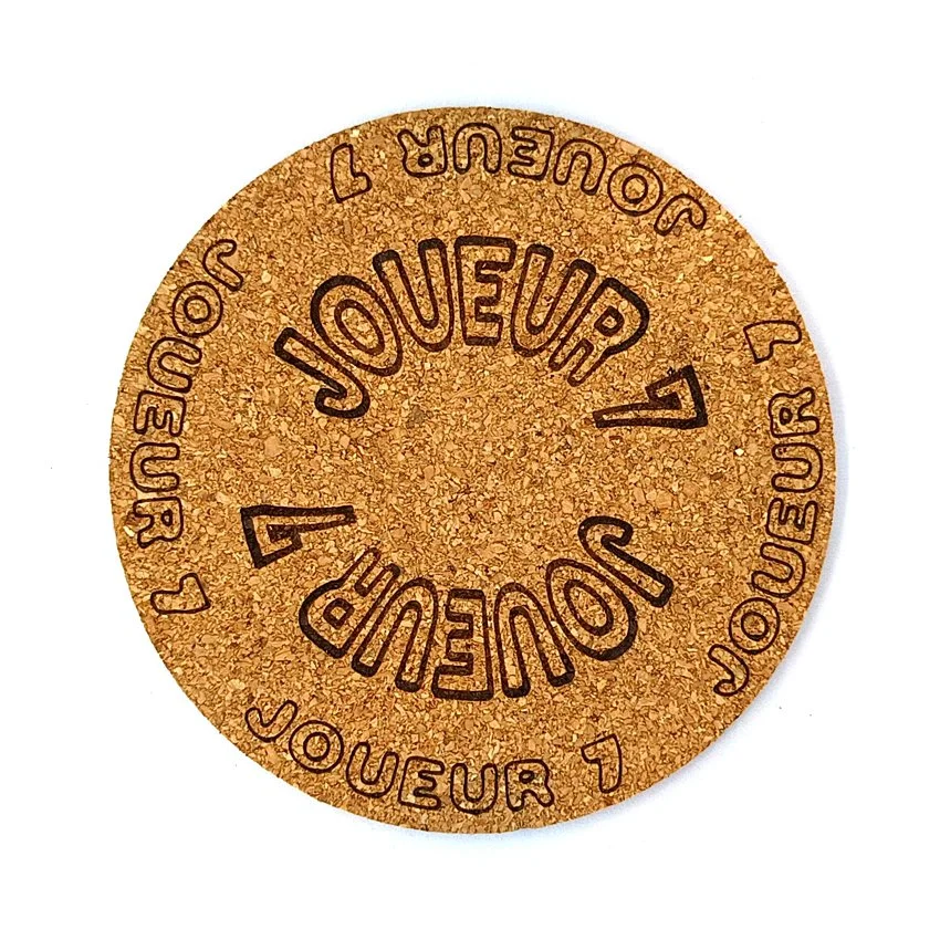 Joueur 7 Sous-verre flipper slogan arcade Joueur, sous-bock décoratif inspiré des pinball machines avec Joueur 1 à Joueur 8, décoration rétro vintage, idée cadeau pour passionné flipper borne arcade