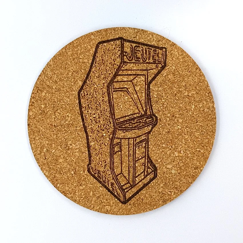 JEUTEL 80 Sous-verres thème borne arcade, sous-bock décoratif inspiré des jeux vidéo rétro et du gaming arcade, Neo-Geo, Pandora’s Box, MAME, Naomi, Retropie et Batocera, décorations salle de jeux