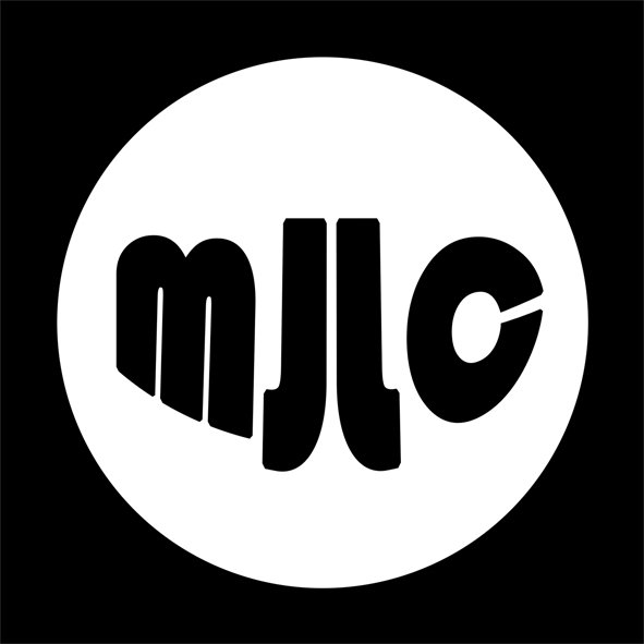 Logo noir et blanc avec les lettres 'MJC' entourées d'un cercle blanc sur fond noir.
