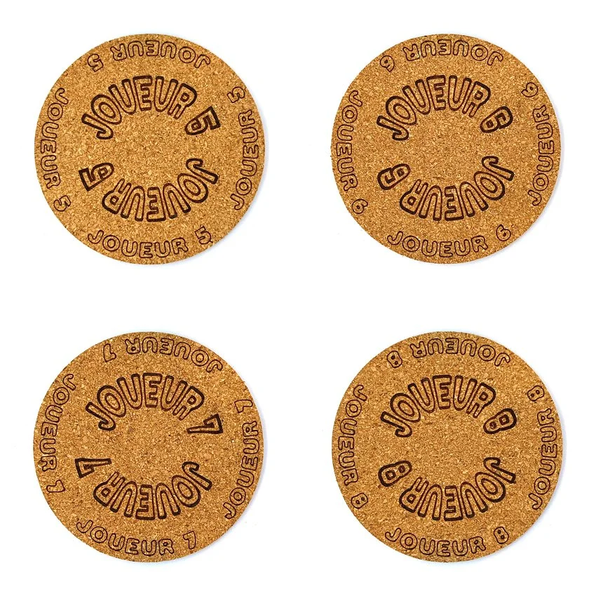 Sous-verre flipper pinball slogan arcade Joueur, sous-bock décoratif inspiré des pinball machines avec Joueur 1 à Joueur 8, décoration rétro vintage, idée cadeau pour passionné de flipper et d’arcade