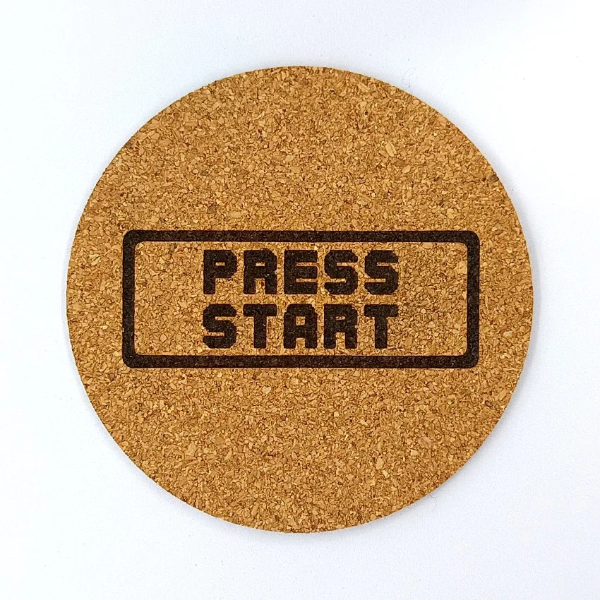 PRESS START Sous-verre flipper Dot Matrix en référence aux afficheurs de flipper sous-bock décoratif et décoration pinball rétro set de dessous de verre des flipp des années 90 idée cadeau originale