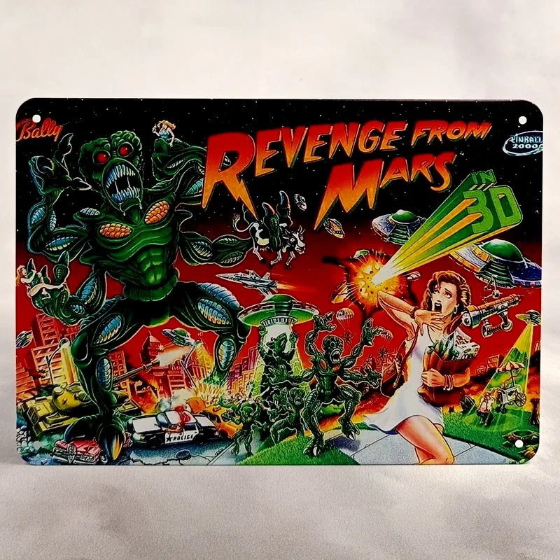 Plaque Métal Vintage Flipper REVENGE FROM MARS (Backglass Bally)