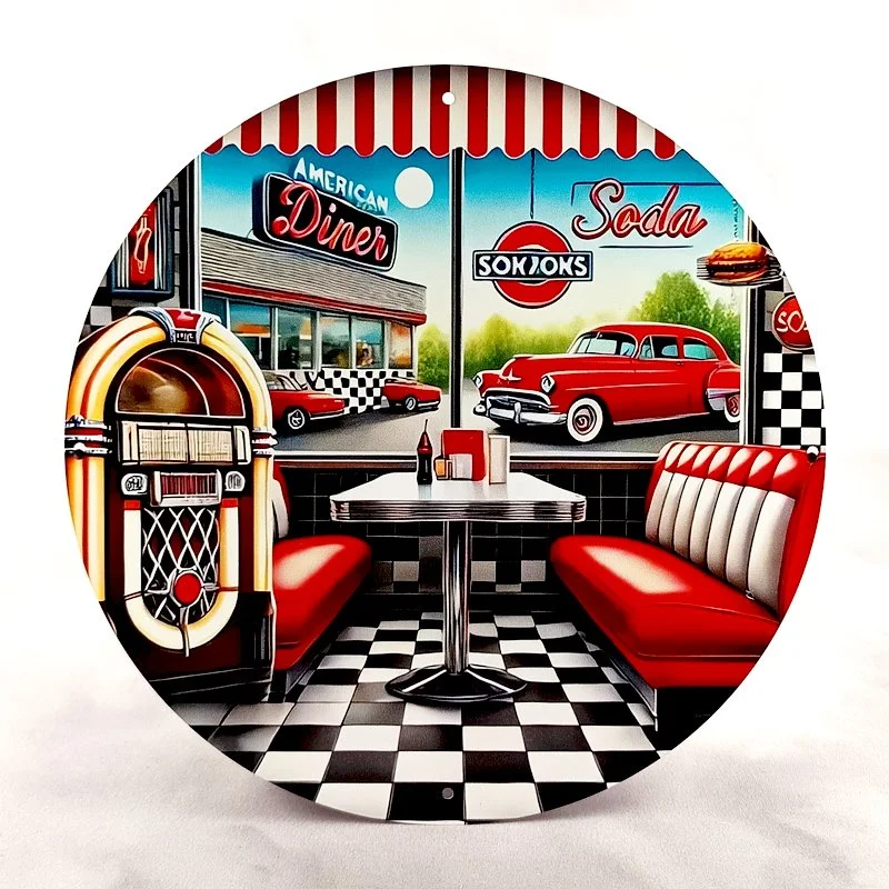 Plaque Métal Vintage Jukebox & Musique Jukebox'60s DINER Soda