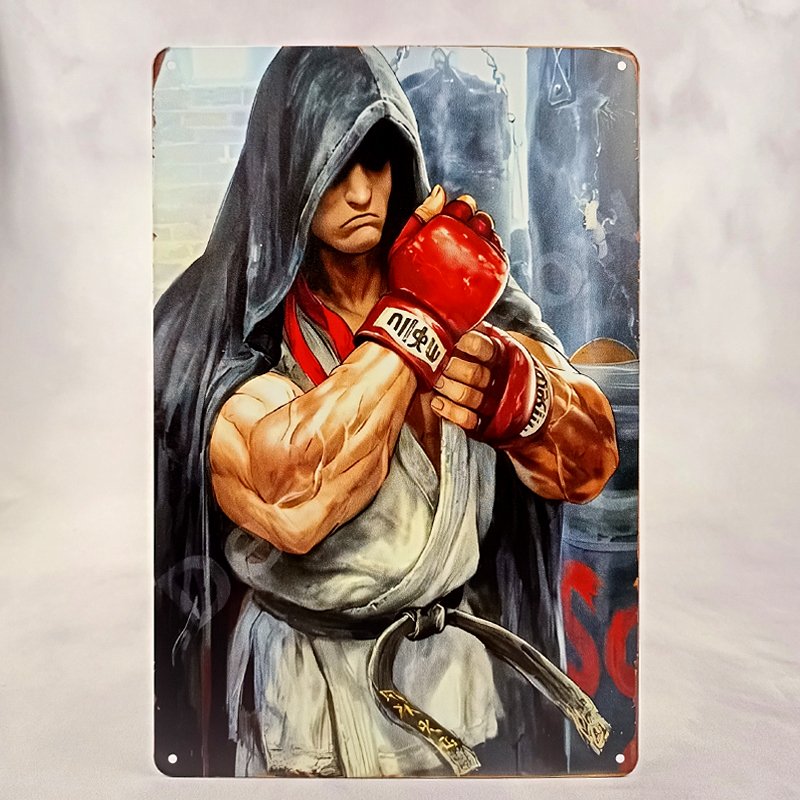 Plaque Métal Vintage Arcade et Gaming STREET FIGHTER RYU