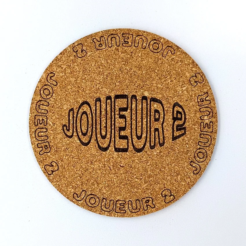 JOUEUR 2 Sous-verre en liège flipper pinball slogan ovale Joueur, sous-bock décoratif avec inscriptions Joueur 1 à Joueur 8, décoration flipper rétro vintage, idée cadeau originale pinball et arcade