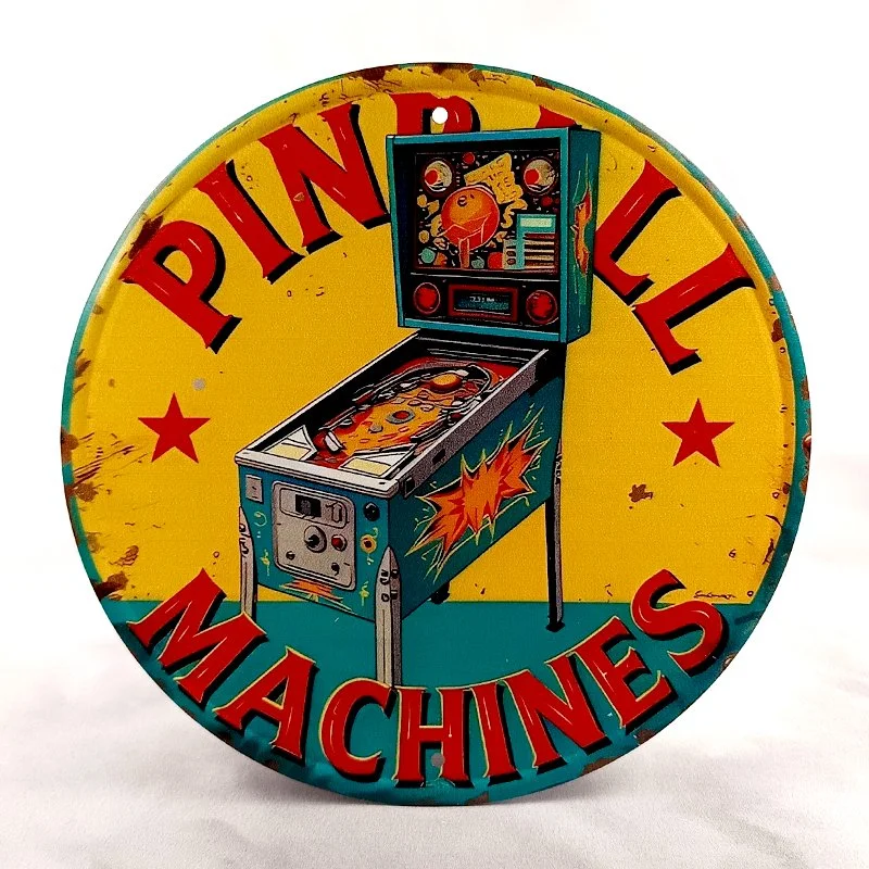 Plaque Métal Vintage Flipper PINBALL MACHINES 1 Flipper