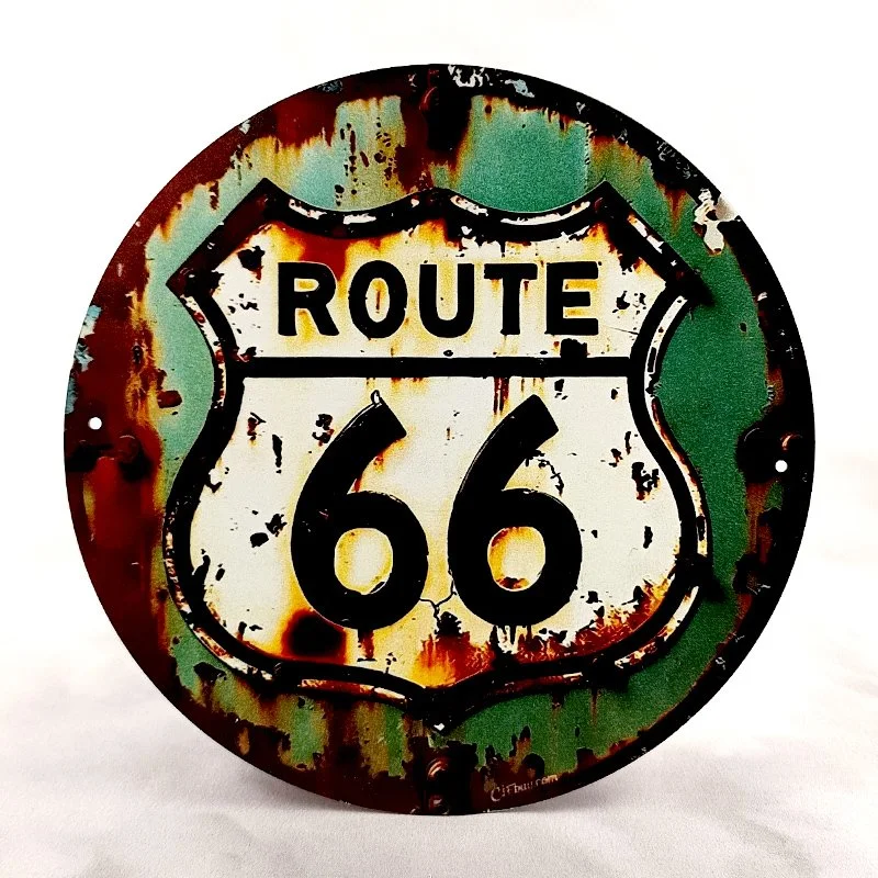 Plaque Métal Vintage Bar & Pub ROUTE 66 Effet Rouille