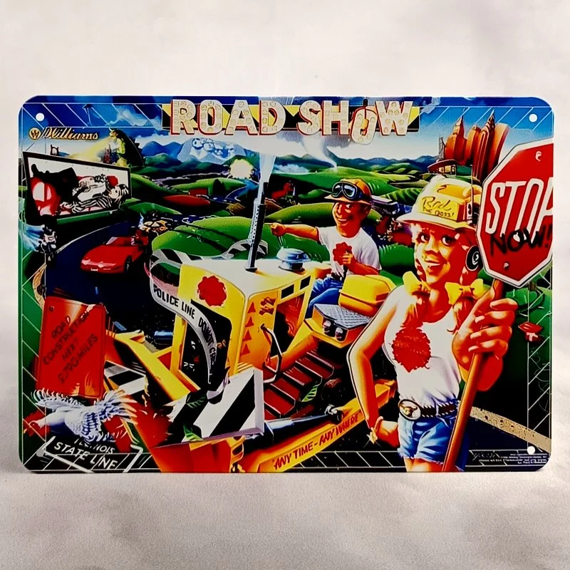 Plaque Métal Vintage Flipper ROAD SHOW (Backglass Williams)