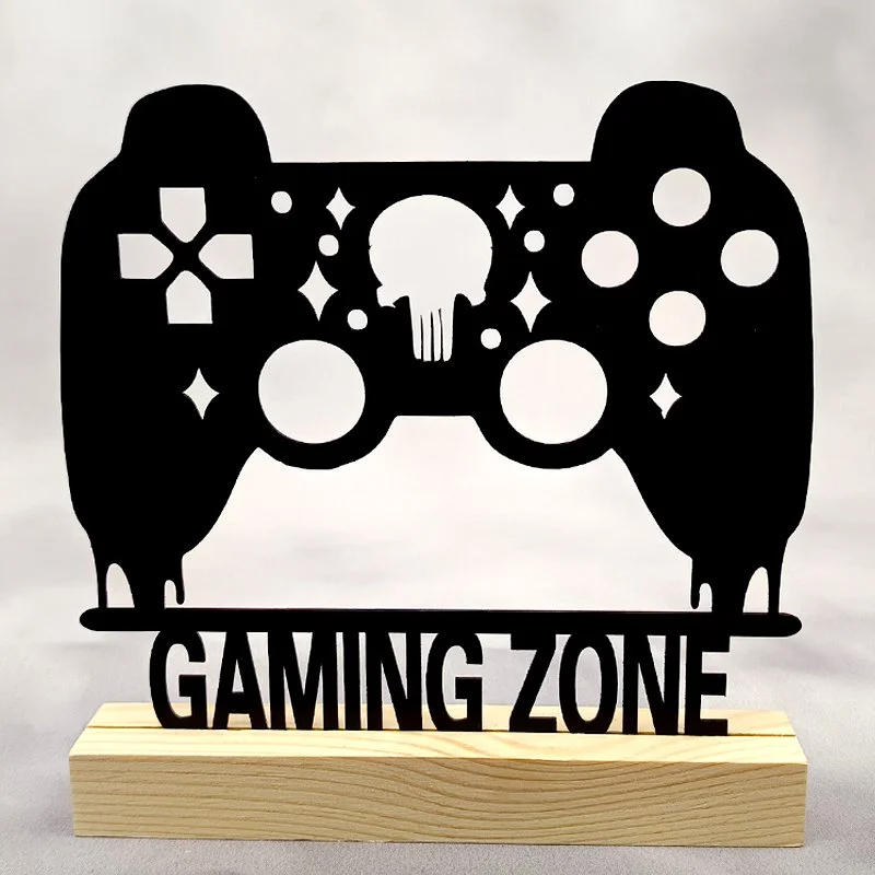 Déco métal sur socle -Gaming- MANETTE PS PLAYSTATION PUNISHER Crane «GAMING ZONE»