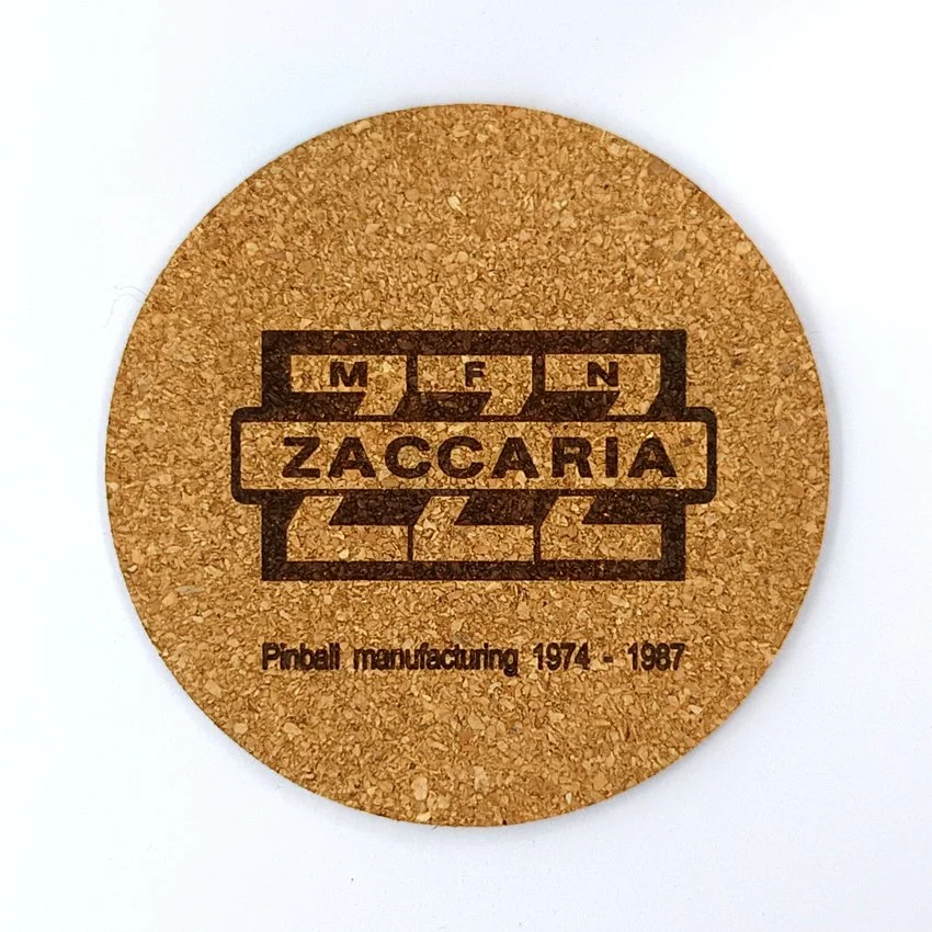 ZACCARIA Sous-verre en liège Pinball Manufacturing, sous-bock décoratif décoration pinball rétro vintage inspirée des pinball machines, idée cadeau originale pour passionné de flipper et d’arcade
