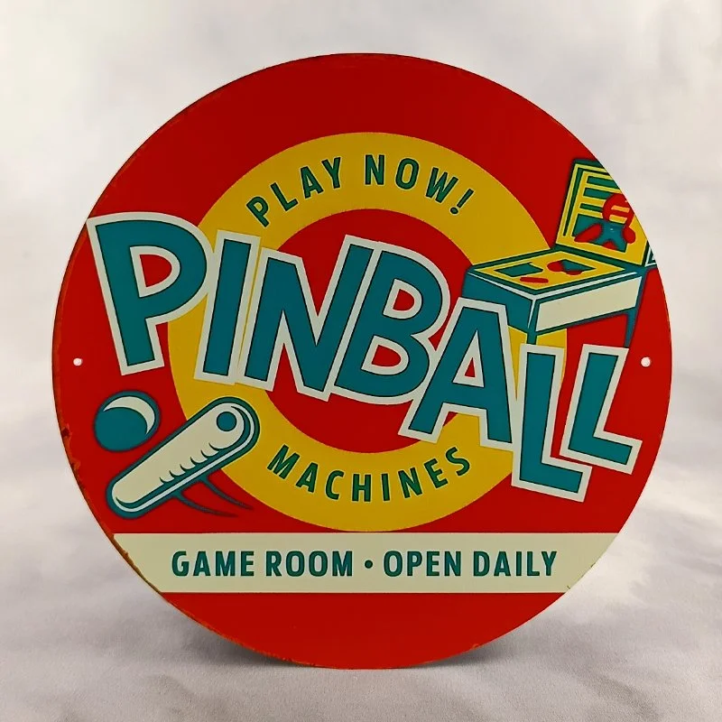 Plaque Métal Vintage Flipper PINBALL MACHINES Play Now ! RD