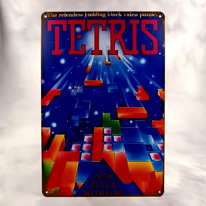 Plaque Métal Vintage Arcade TETRIS