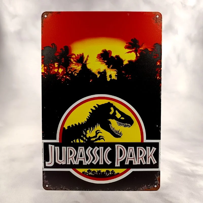 Plaque Métal Vintage Flipper JURASSIC PARK Logo