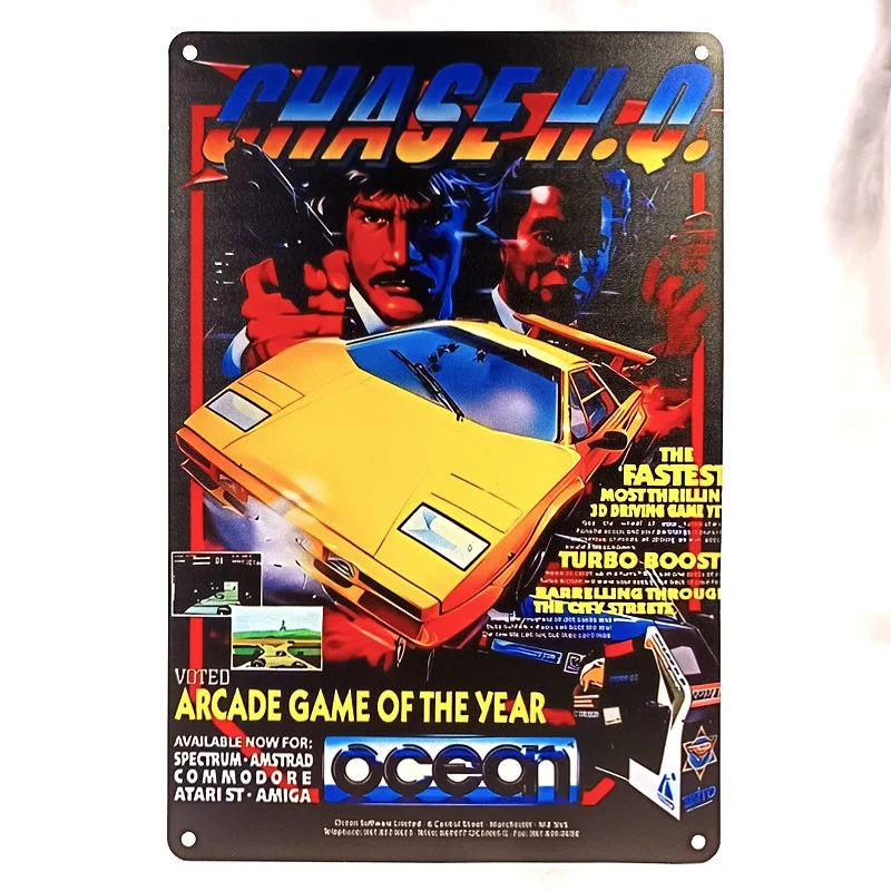 Plaque Métal Vintage Arcade CHASE H.Q. (Océan Flyer)