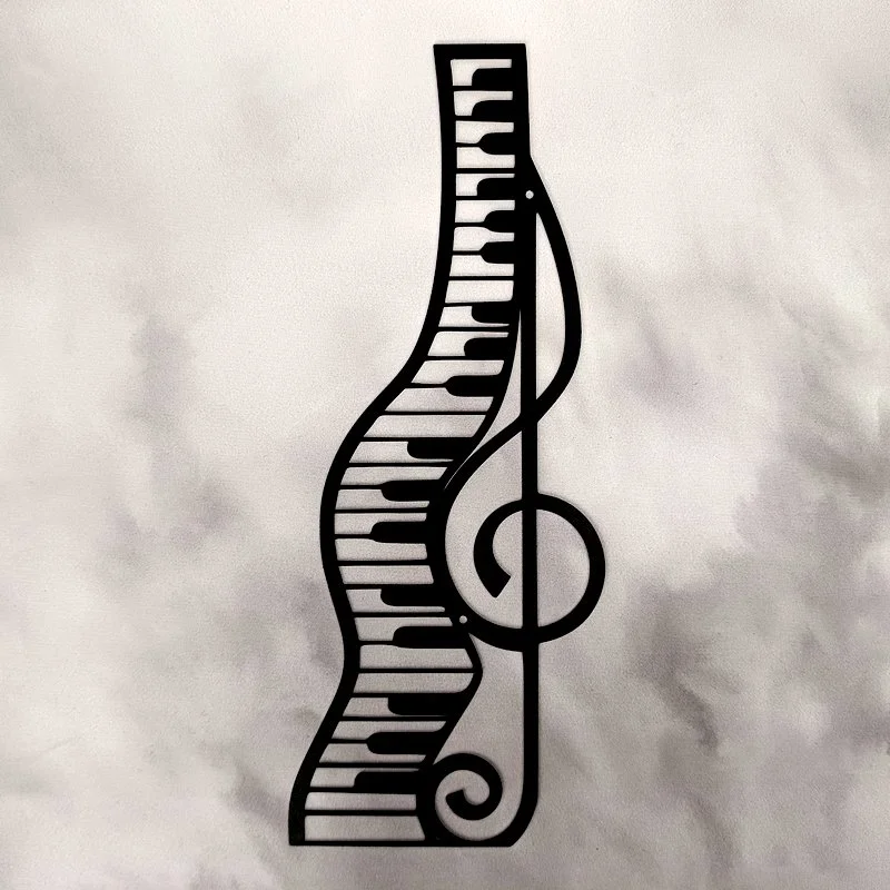 Applique Murale en Métal, Thème Jukebox-Musique, INSTRUMENT PIANO CLEF DE SOL (12x30)