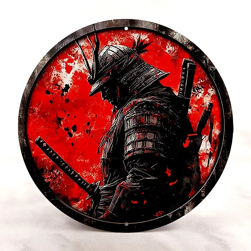 Plaque Métal Vintage Arcade et Gaming SAMOURAÏ JAPONAIS Profil