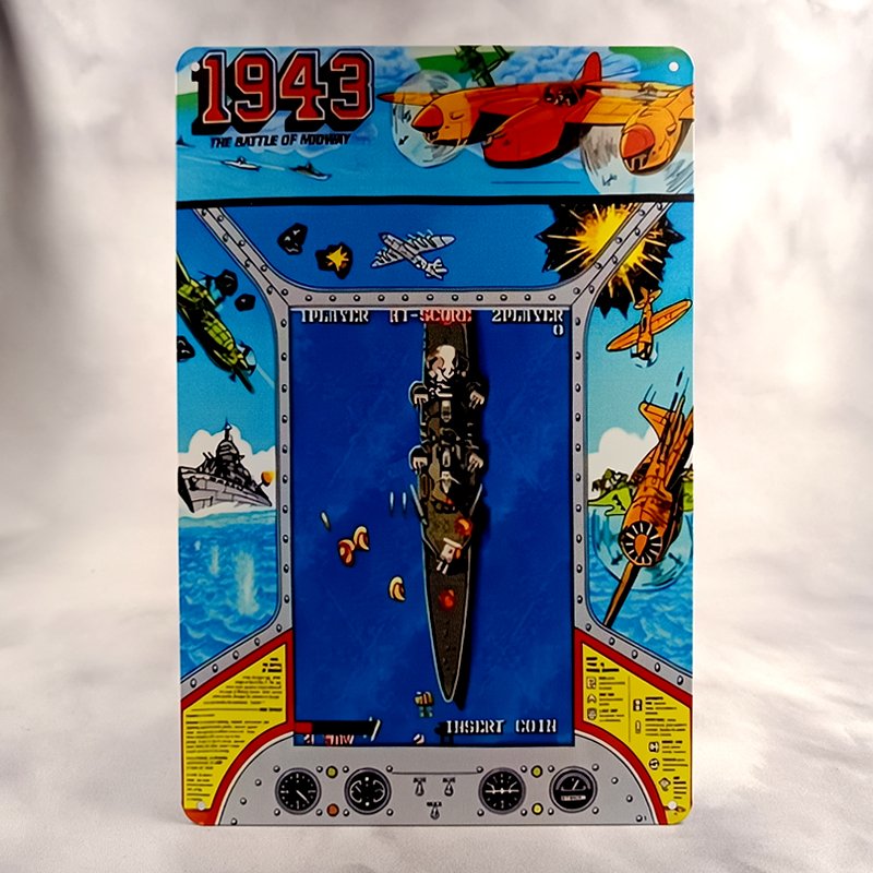 Plaque Métal Vintage Arcade 1943 the battle of midway