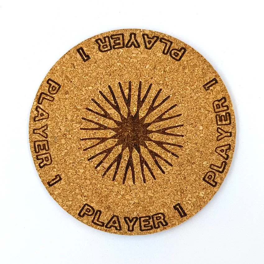 PLAYER 1 sous-verre flipper pinball rosace Player, sous-bock décoratif avec inscriptions Player 1 à Player 8, décoration flipper rétro vintage, idée cadeau originale passionné de pinball et arcade