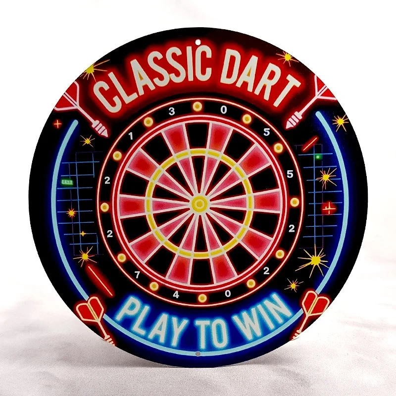 Plaque Métal Vintage Jeu de Fléchette et Dart CLASSIC DART PLAY TO WIN