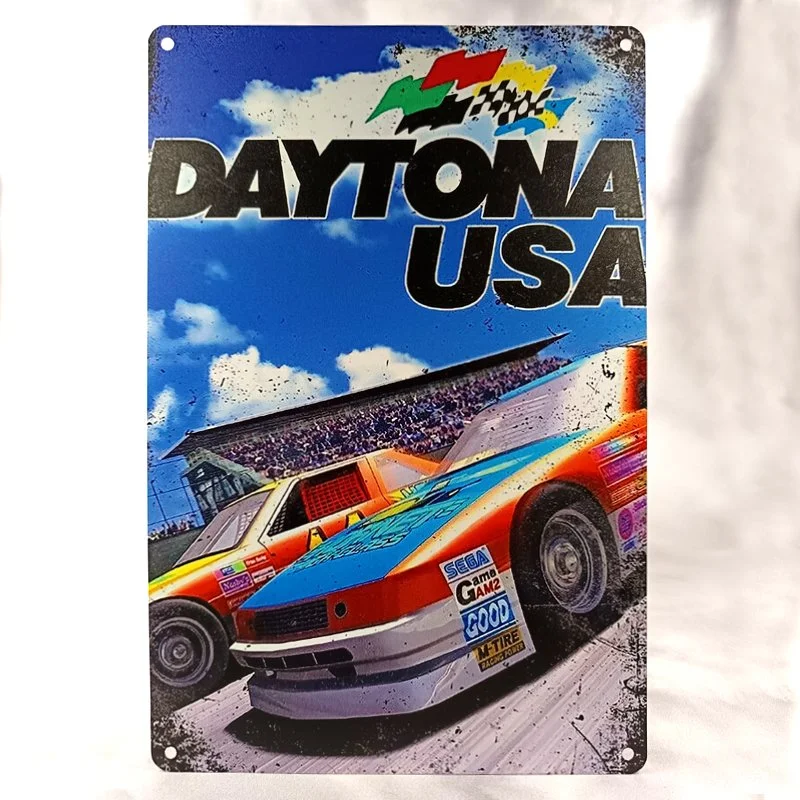 Plaque Métal Vintage Arcade et Gaming DAYTONA USA Course Derby