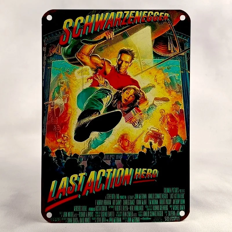 Plaque Métal Vintage Flipper LAST ACTION HERO