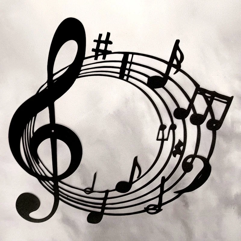 Décoration murale en métal portée musicale, notes de musique et clé de sol, amour de la musique, design musical jukebox ambiance live et vintage école de musique et studio