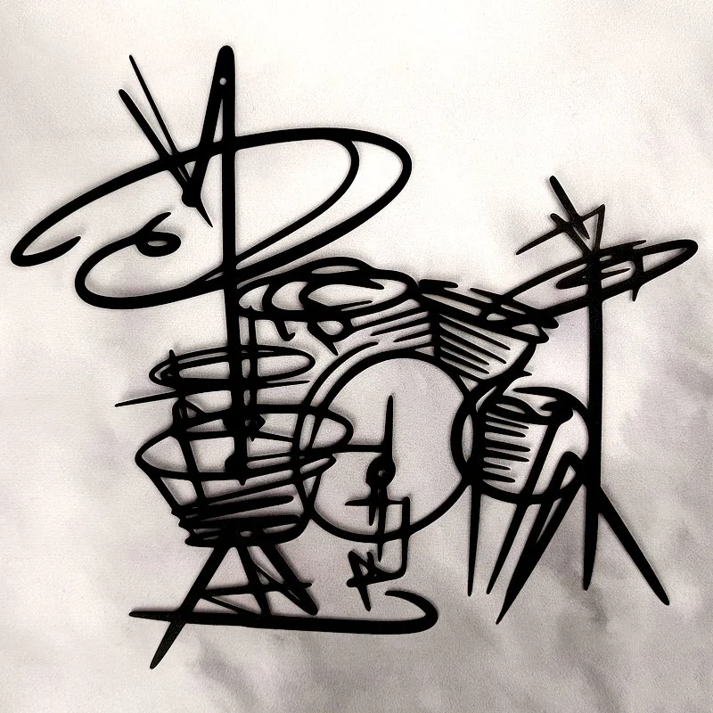 Applique Murale en Métal, Thème Jukebox-Musique, INSTRUMENT BATTERIE & PERCUSSION (28x30)