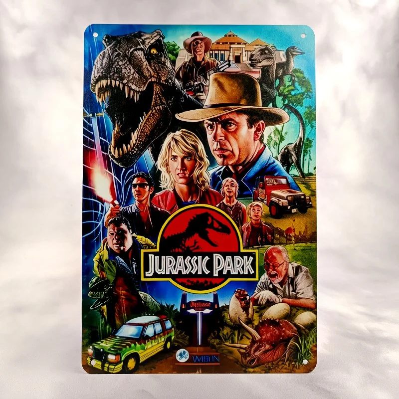 Plaque Métal Vintage Flipper JURASSIC PARK