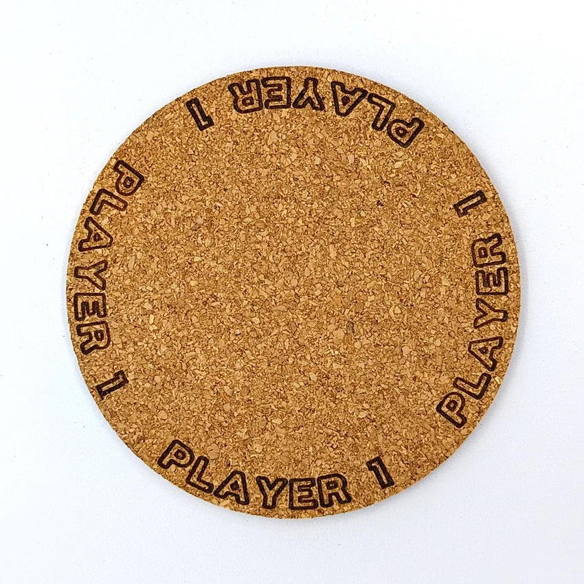 PLAYER 1 sous-verre liège flipper pinball slogan TX Player, sous-bock décoratif avec inscriptions Player 1 à Player 8, inspiré des pinball machines, décoration flipper rétro, idée cadeau