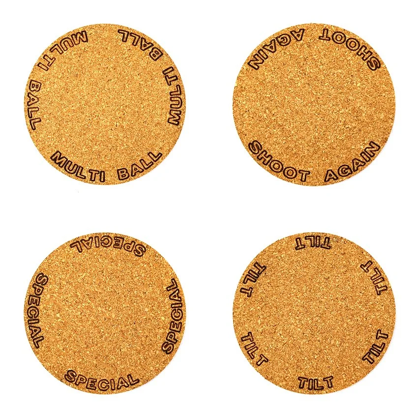 Sous-verre flipper pinball slogan TX sélection, sous-bock décoratif inspiré des pinball machines avec slogans iconiques Extra Ball, Game Over, Jackpot, Multiball, Tilt, décoration flipper idée cadeau