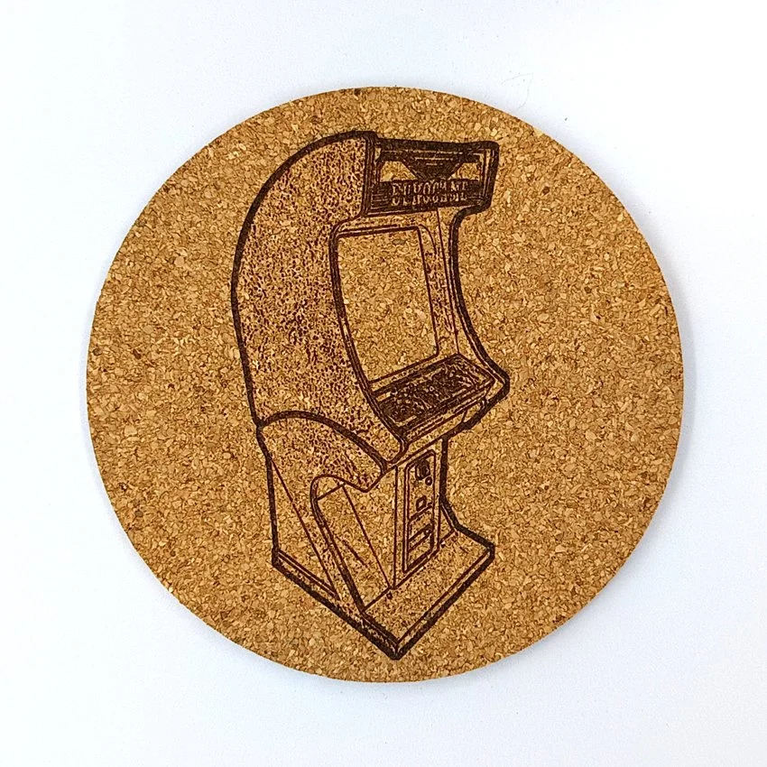 EUROGAMES Sous-verres thème borne arcade, sous-bock décoratif inspiré des jeux vidéo rétro et du gaming arcade, Neo-Geo, Pandora’s Box, MAME, Naomi, Retropie et Batocera, décorations salle de jeux