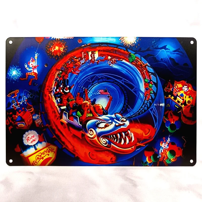 Plaque Métal Vintage Flipper HURRICANE (Backglass Williams)