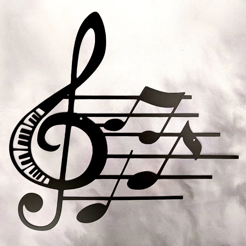 Applique Murale en Métal, Thème Jukebox-Musique, PORTEE MUSICALE - PIANO CLÉ DE SOL (35x35)