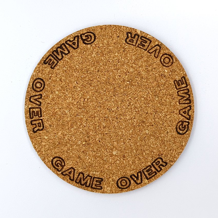 GAME OVER Sous-verre flipper slogan TX sélection, sous-bock décoratif inspiré pinball machines avec slogans iconiques Extra Ball, Game Over, Jackpot, Multiball, Tilt, décoration cadeau