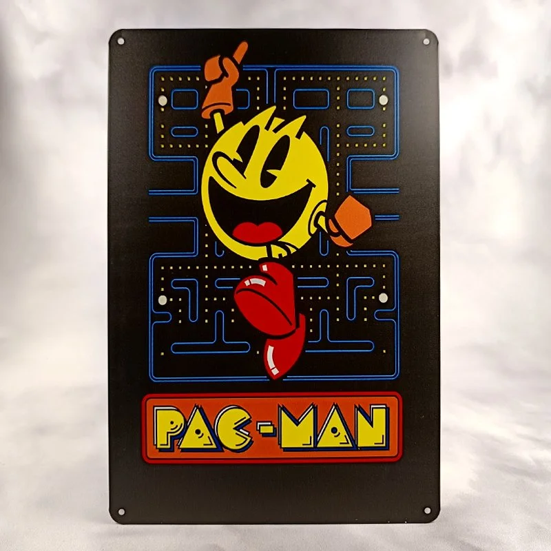 Plaque Métal Vintage Arcade PAC MAN (Pacman)