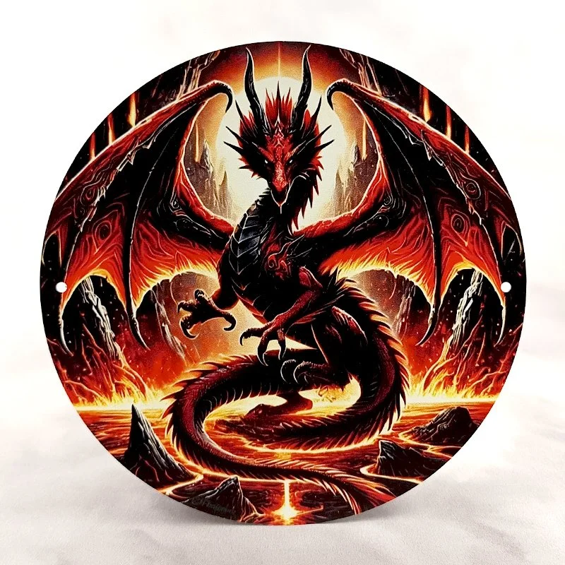 Plaque Métal Vintage Arcade et Gaming DRAGON Volcan