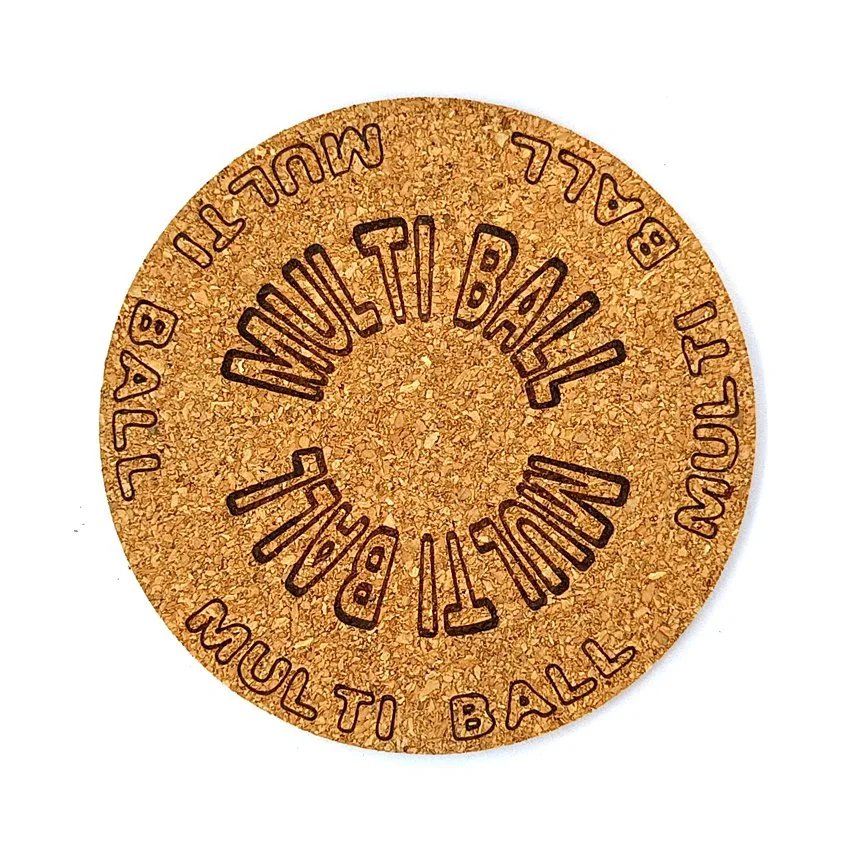 Multiball Sous-verre flipper avec slogans sélection Arqué, sous-bock décoratif inspiré des pinball machines, mentions mythiques Extra Ball, Game Over, Jackpot, Multiball, Tilt, idée cadeau flipper