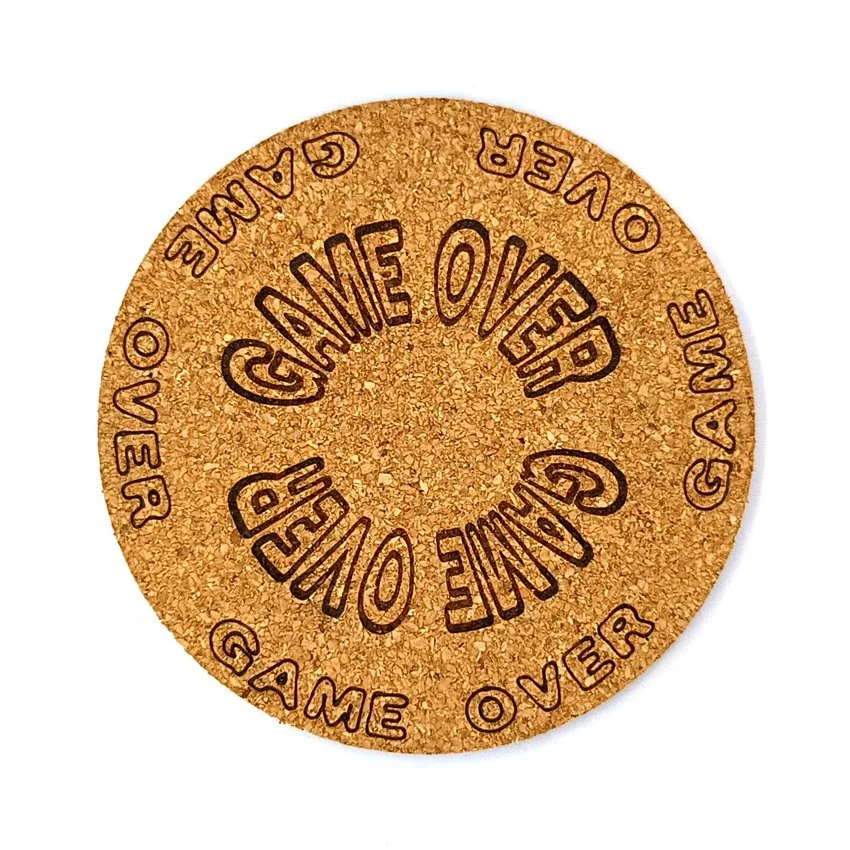 Game Over Sous-verre flipper avec slogans sélection Arqué, sous-bock décoratif inspiré des pinball machines, mentions mythiques Extra Ball, Game Over, Jackpot, Multiball, Tilt, idée cadeau flipper