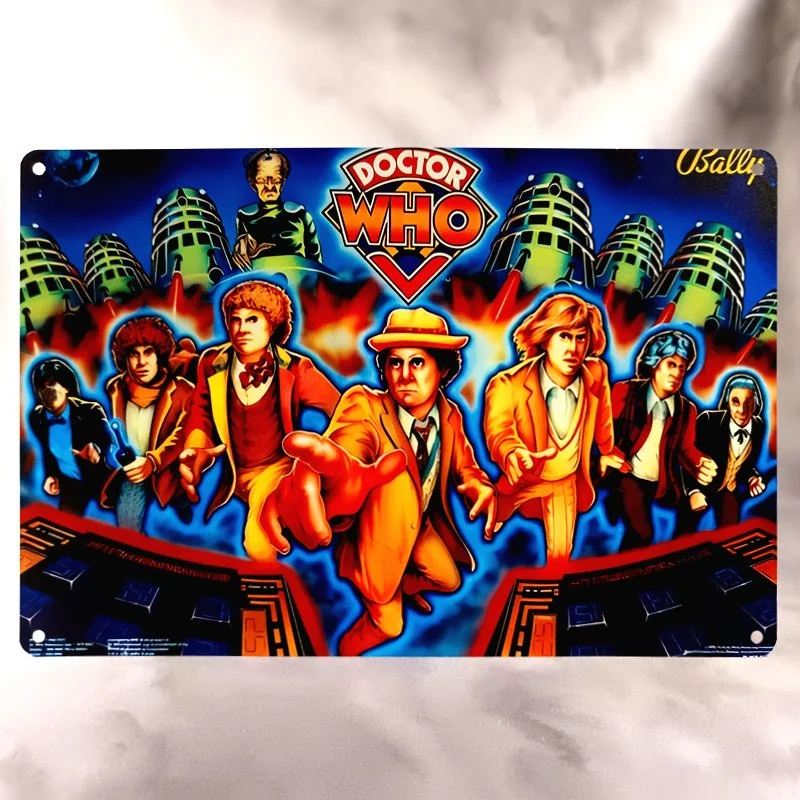 Plaque Métal Vintage Flipper DOCTOR WHO Backglass Bally