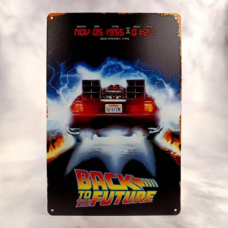 Plaque Métal Vintage Arcade et Flipper BACK TO THE FUTUR Nov-05-1955